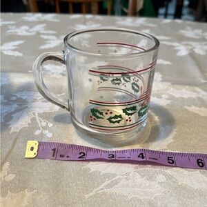 Vintage Festive Glass Mug with Holly Design